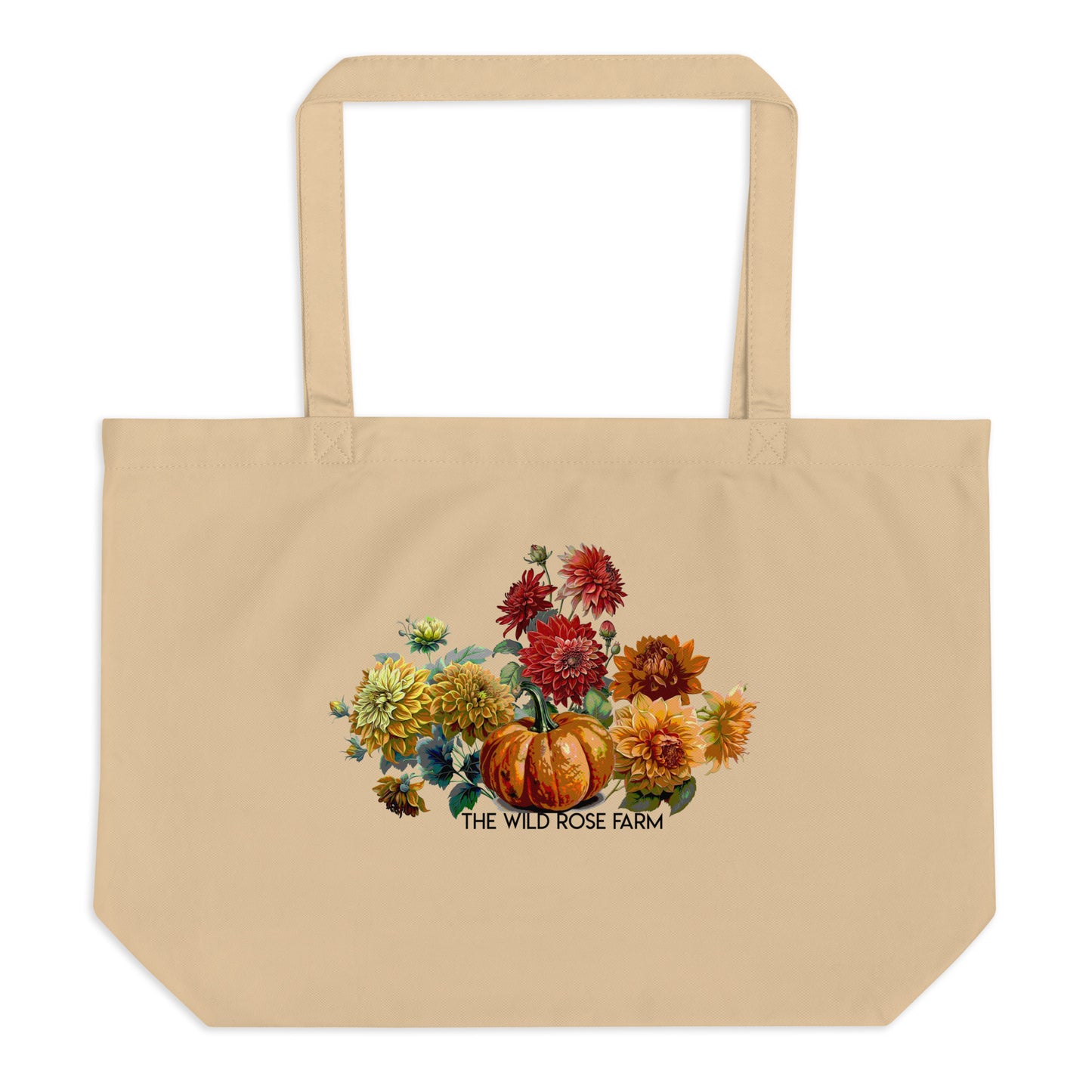 Large Organic Cotton ECO Tote Bag-Pumpkin Dahlias