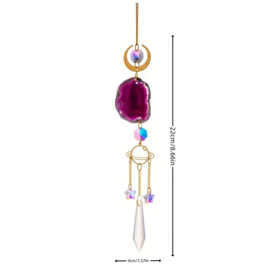 Natural Stone and Crystal Suncatcher