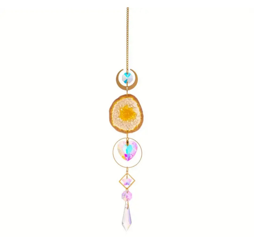 Natural Stone and Crystal Suncatcher